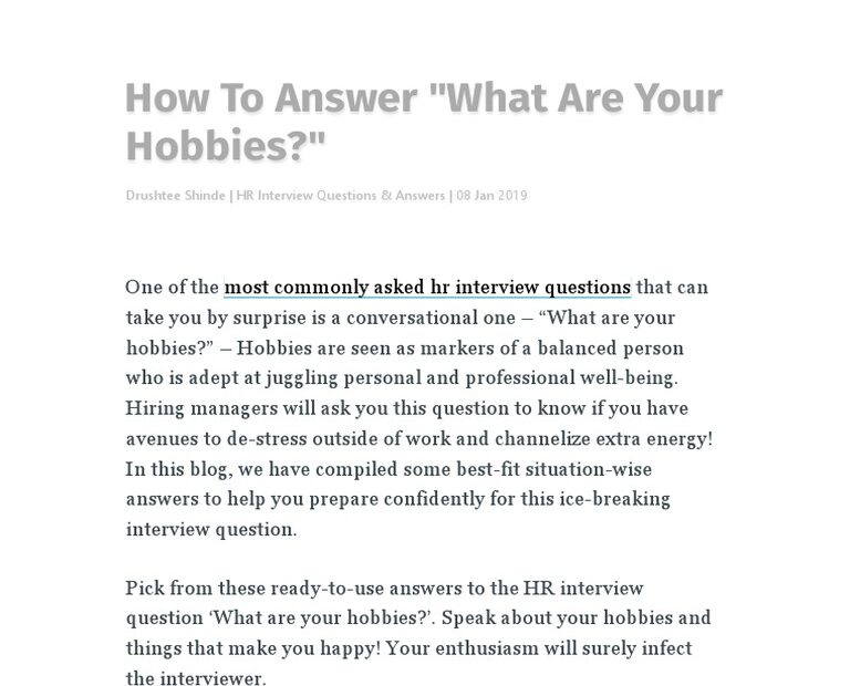 How To Answer - What Are Your Hobbies | Pdf | Postcard | Hobbies