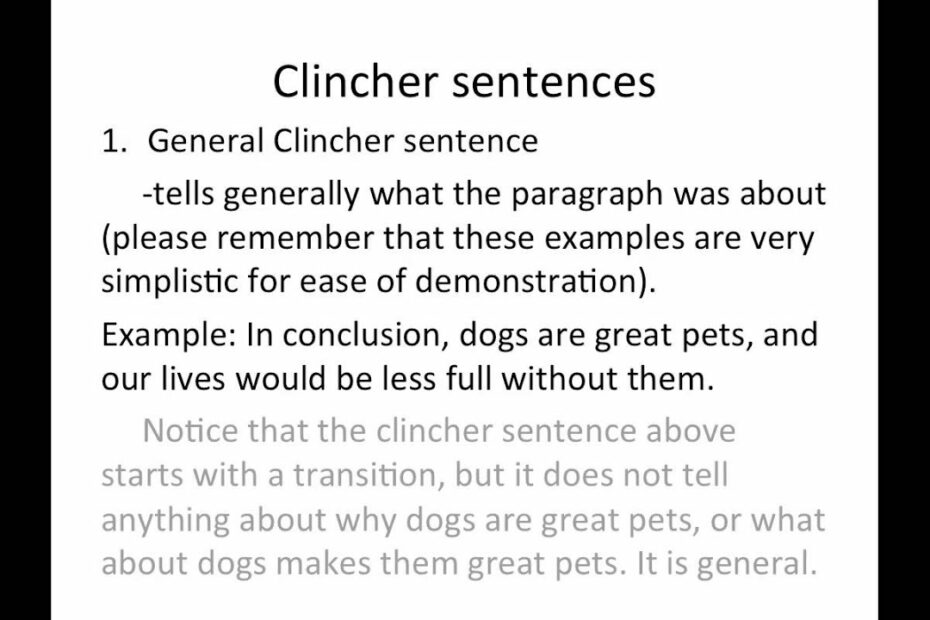 Clincher Sentences - Youtube