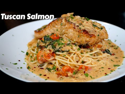 Creamy Tuscan Salmon | QUICK & EASY Salmon Pasta Recipe #SalmonRecipe #MrMakeItHappen